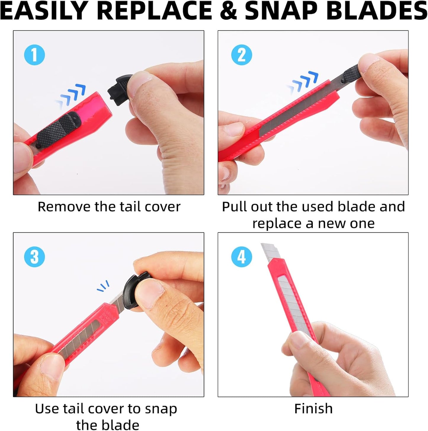 4 Pack Box Cutter Knife, 3-rd Gen Utility Knives, Razor Blade Opener, Utility Knives, Box Cutters Retractable, Small Work Knife