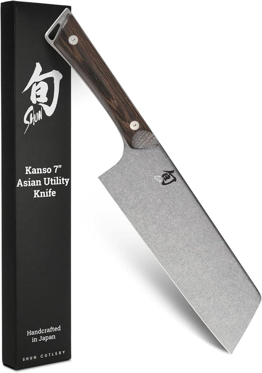 Kanso 7" Asian Utility Knife, Handcrafted Japanese Kitchen Knife Ideal for Stir Fry, AUS10A Stainless Steel Blade, Tagayasan Handle, Precision and Sharpness for Professional and Home Chefs