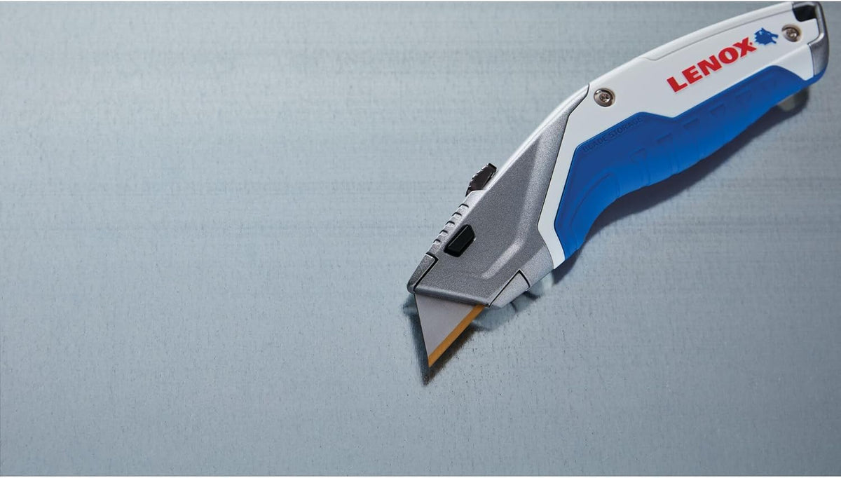 LENOX Utility Knife with 3 Bi-Metal Blades, Retractable, Foldable and Portable, Blade Storage (LXHT10599)
