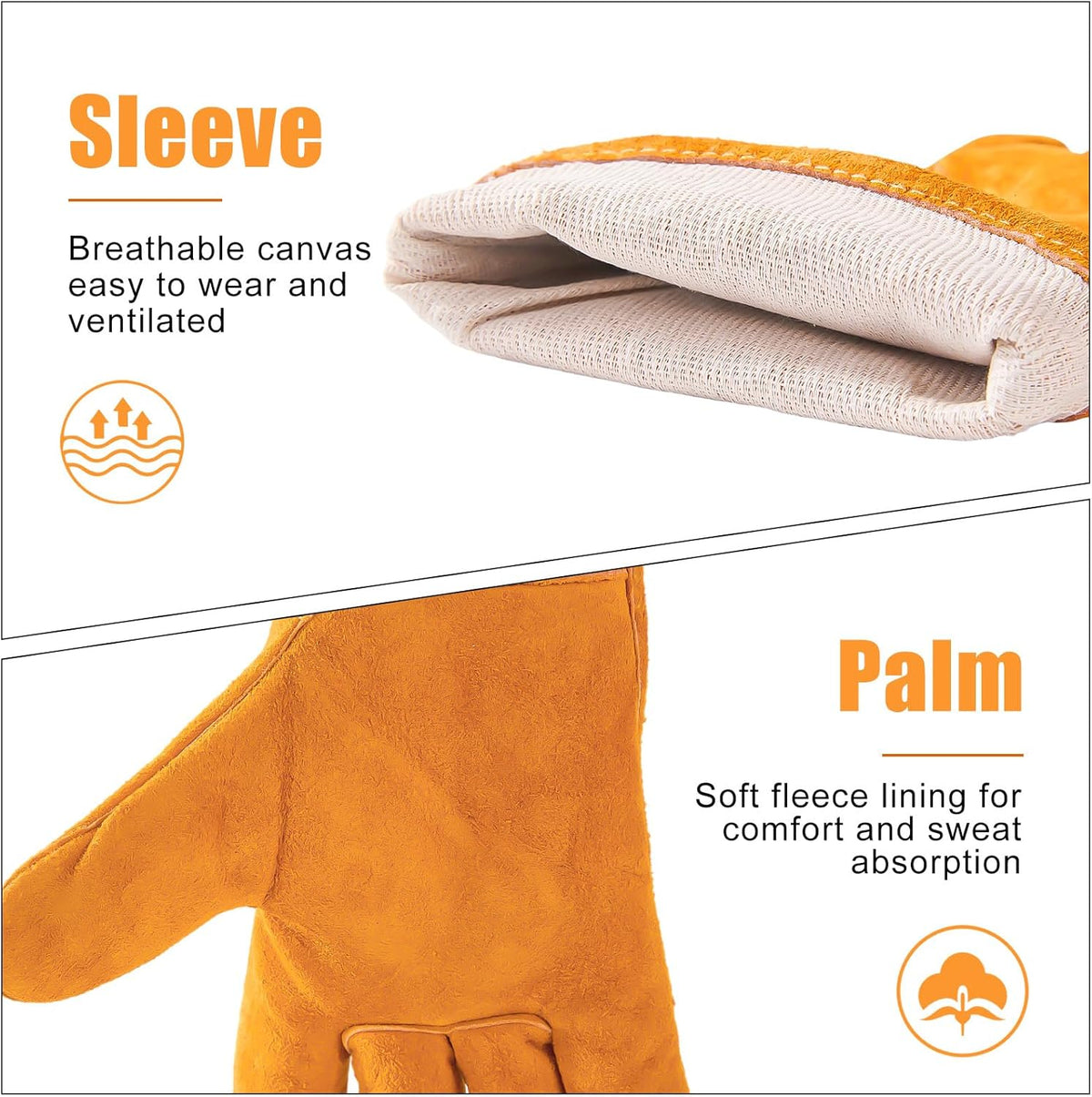 14IN Welding Gloves 932℉ Fire & Heat Resistant - Premium Leather Forge Gloves for Welder, Blacksmith, Fireplace, Wood Stove, Fire Pit, Grilling, Furnace