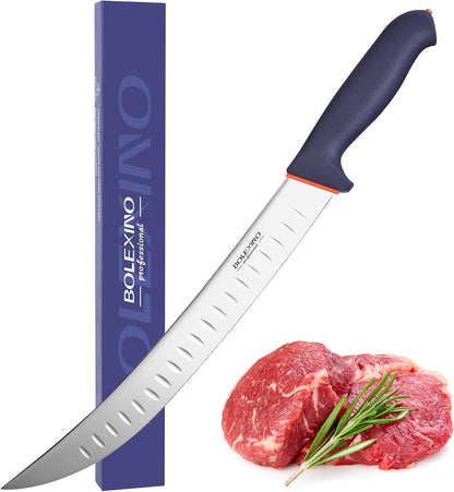 Brisket Slicing Knife, 12" Carving Knife W/Granton Edge for Meat | High carbon steel stays sharp, Granton edge for smooth cuts, Non-slip handle for firm grip, Ideal for brisket & turkey.