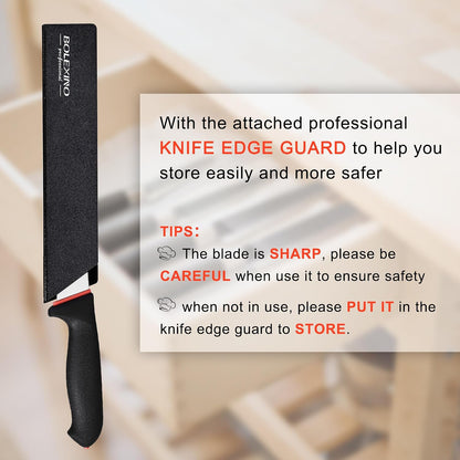 Brisket Slicing Knife, 12" Carving Knife W/Granton Edge for Meat | High carbon steel stays sharp, Granton edge for smooth cuts, Non-slip handle for firm grip, Ideal for brisket & turkey.