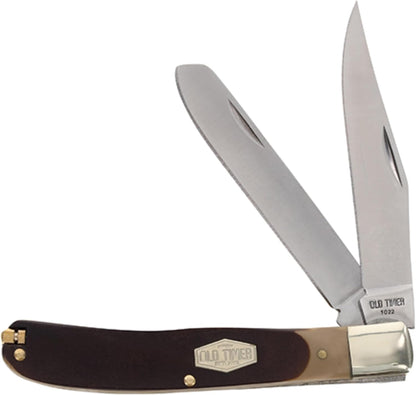 96OT Bearhead Trapper 7.4in Traditional Folding Pocket Knife with 2 High Carbon SS Blades, Sawcut Handle, Tweezers, and Convenient Size for EDC, Hunting, Camping, Whittling, and Outdoors