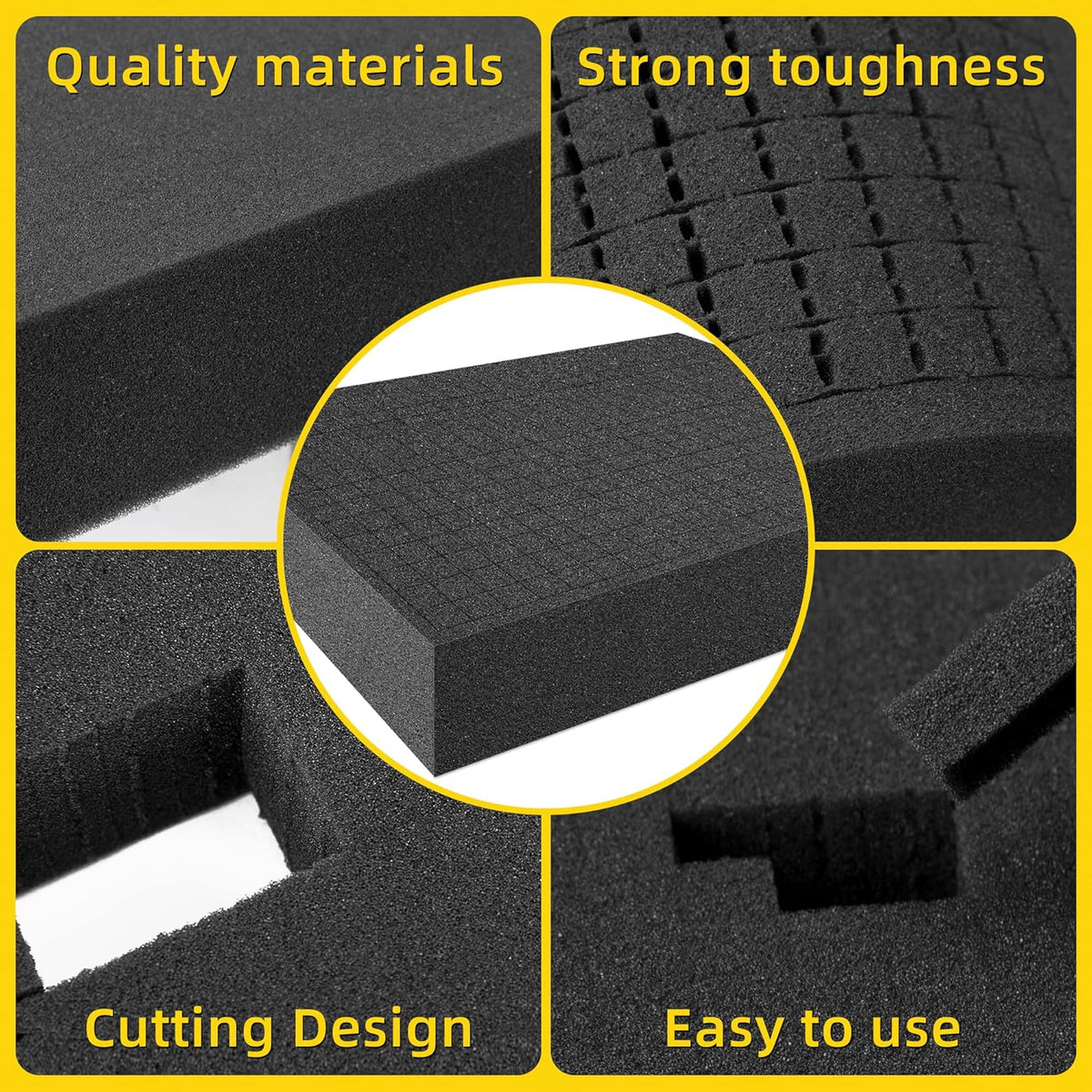 4 PCS Pick Apart Foam Insert- 2 Size Pick and Pluck Foam- Pluck Pre Cube Sheet Foams with Bottom Use for Board Game Box Cases Storage Drawer (Length 12 Inch)