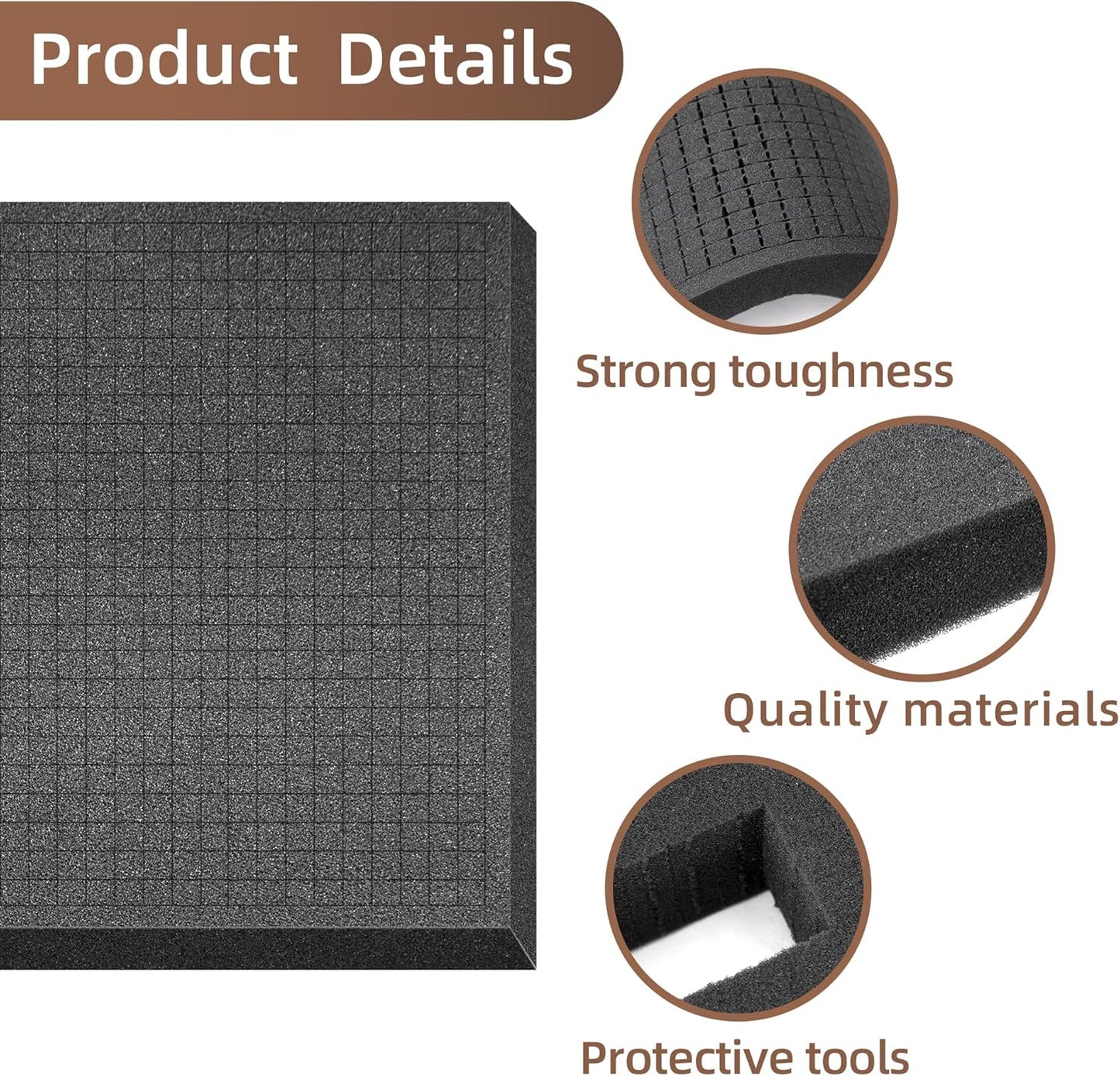 4 PCS Pick Apart Foam Insert- 2 Size Pick and Pluck Foam- Pluck Pre Cube Sheet Foams with Bottom Use for Board Game Box Cases Storage Drawer (Length 12 Inch)