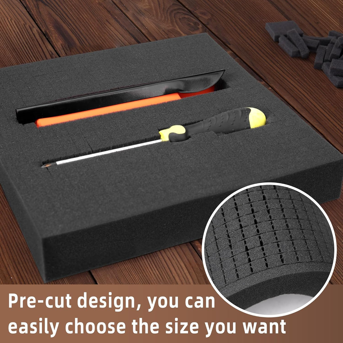 4 PCS Pick Apart Foam Insert- 2 Size Pick and Pluck Foam- Pluck Pre Cube Sheet Foams with Bottom Use for Board Game Box Cases Storage Drawer (Length 12 Inch)