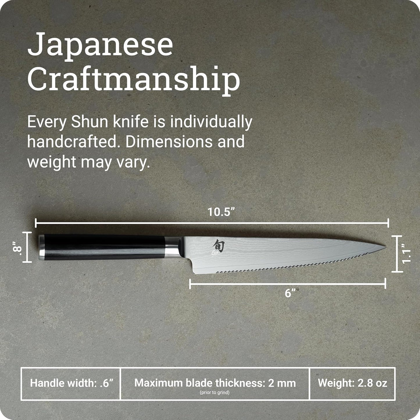 Classic 6" Serrated Utility Knife, Handcrafted Japanese Knife, VG-MAX Core with Damascus Stainless Steel Cladding, Pakkawood Handle, Precision and Sharpness for Professional and Home Chefs