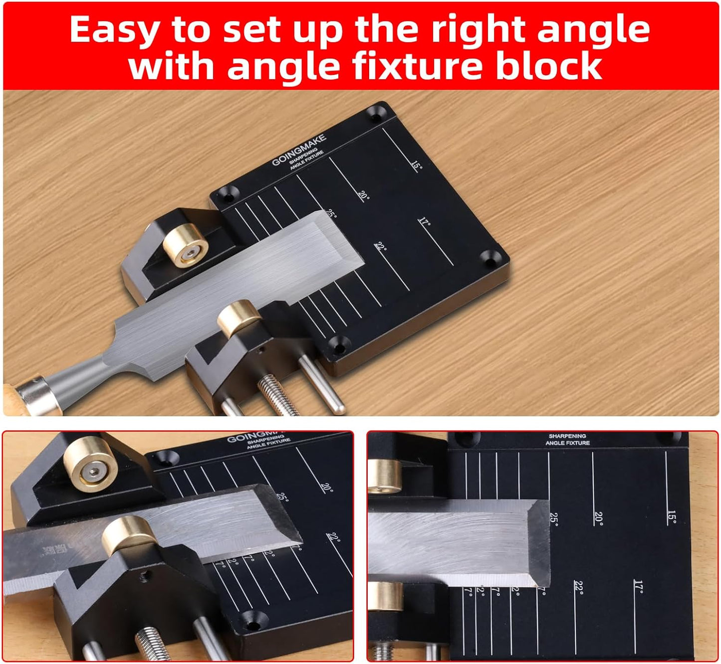 Honing Guide System Chisel Sharpening Kit for Woodworking Chisels and Planes 5/32" to 3" Chisel Sharpener Sharpening Holder Guide with Sharpening Angle Fixture, Angle Gauge and Storage Case