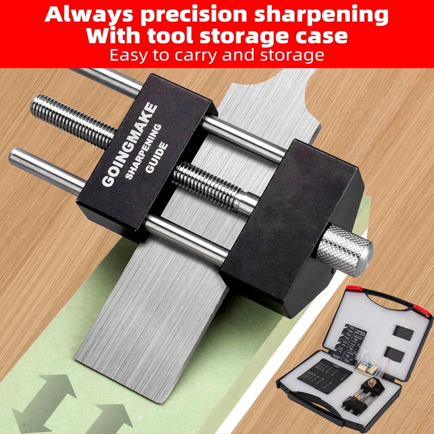 Honing Guide System Chisel Sharpening Kit for Woodworking Chisels and Planes 5/32" to 3" Chisel Sharpener Sharpening Holder Guide with Sharpening Angle Fixture, Angle Gauge and Storage Case