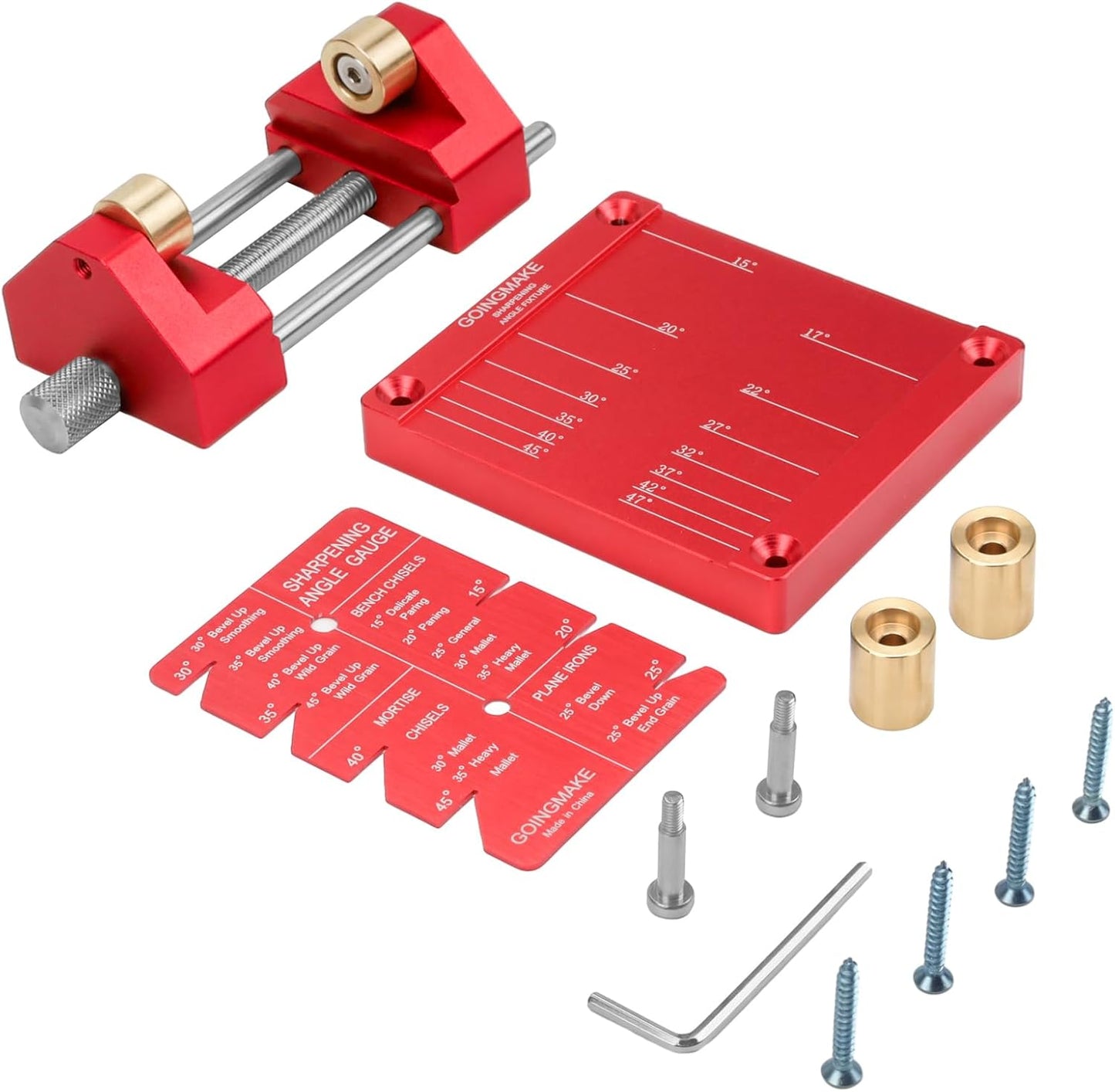 Honing Guide System Chisel Sharpening Kit for Woodworking Chisels and Planes 5/32" to 3" Chisel Sharpener Sharpening Holder Guide with Sharpening Angle Fixture, Angle Gauge and Storage Case