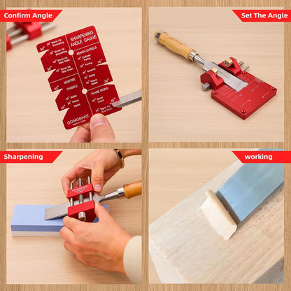 Honing Guide System Chisel Sharpening Kit for Woodworking Chisels and Planes 5/32" to 3" Chisel Sharpener Sharpening Holder Guide with Sharpening Angle Fixture, Angle Gauge and Storage Case