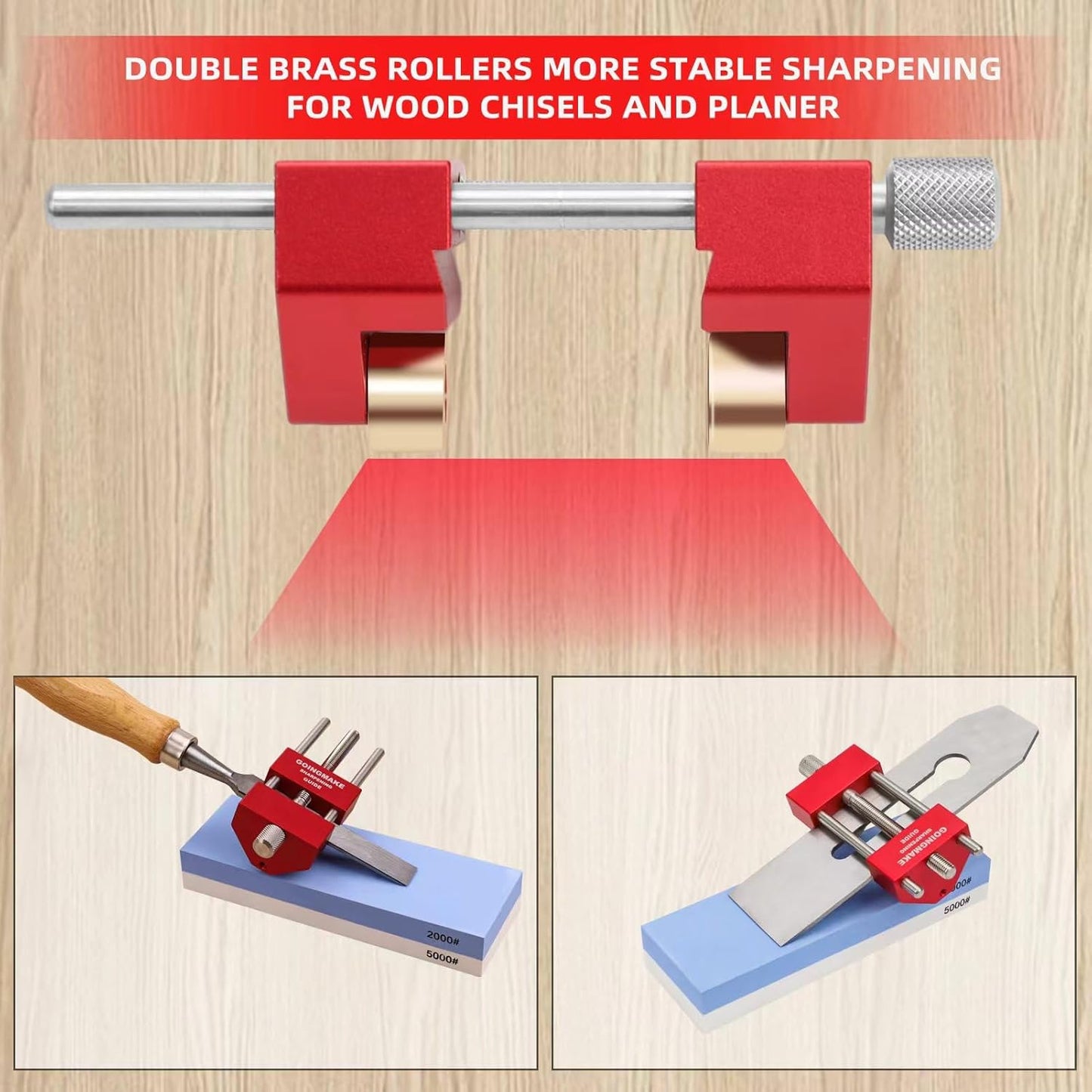 Honing Guide System Chisel Sharpening Kit for Woodworking Chisels and Planes 5/32" to 3" Chisel Sharpener Sharpening Holder Guide with Sharpening Angle Fixture, Angle Gauge and Storage Case