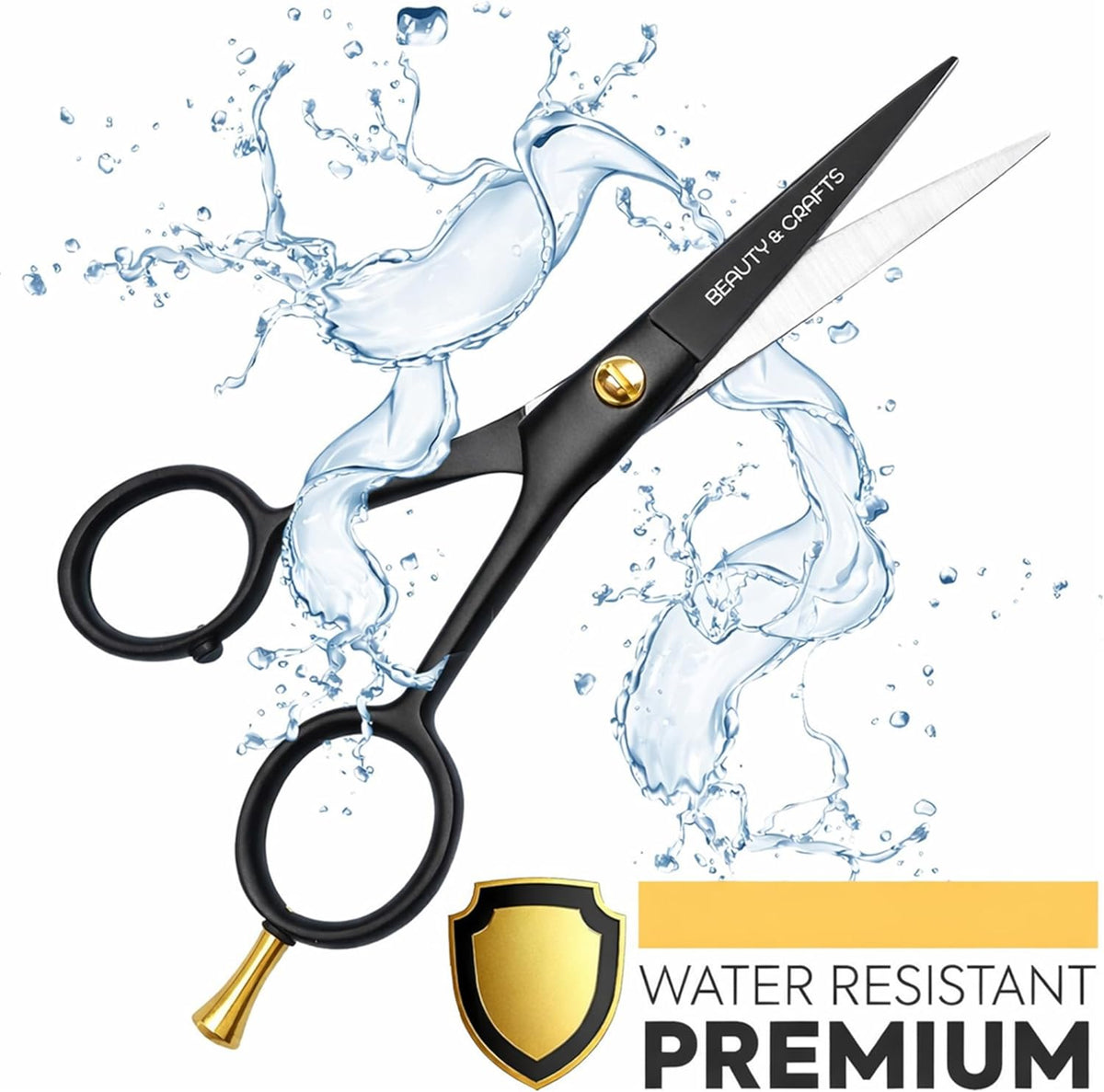 5” Professional Beard & Mustache Scissors for Men | German Stainless Steel Beard Trimming Shears with 2 Mustache Combs & Premium Pouch for All Facial Hair (Black)