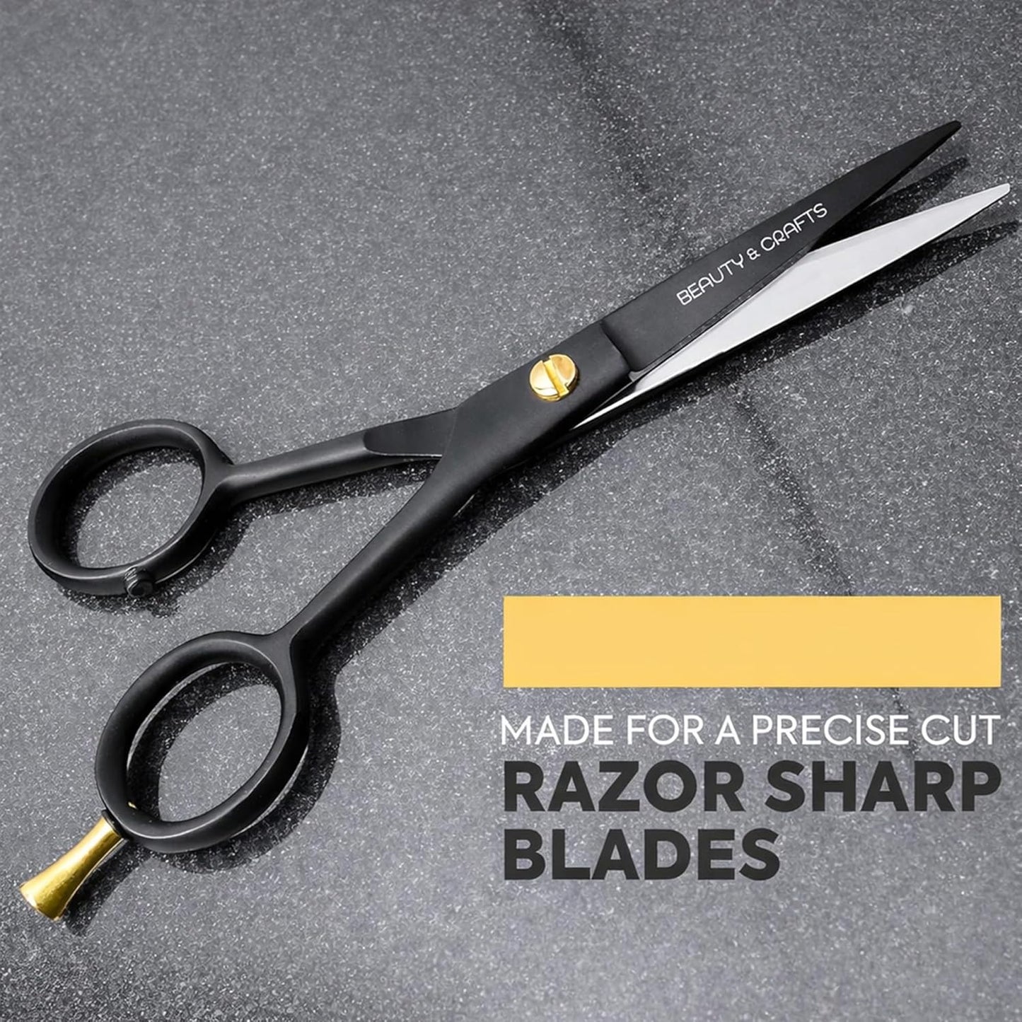 5” Professional Beard & Mustache Scissors for Men | German Stainless Steel Beard Trimming Shears with 2 Mustache Combs & Premium Pouch for All Facial Hair (Black)