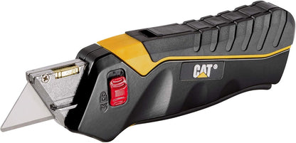 Safety Utility Knife Box Cutter Self-Retracting, Squeeze Handle to Extend, Release to Retract, Lock Open w/Switch, Ergo Handle w/ 3 Safety-Tip Blades That Store Inside - 240071