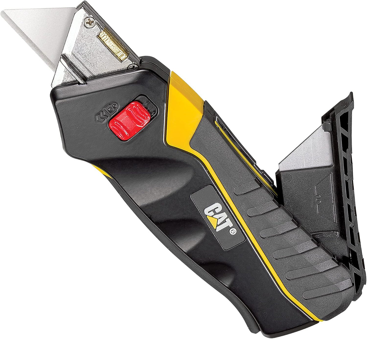 Safety Utility Knife Box Cutter Self-Retracting, Squeeze Handle to Extend, Release to Retract, Lock Open w/Switch, Ergo Handle w/ 3 Safety-Tip Blades That Store Inside - 240071