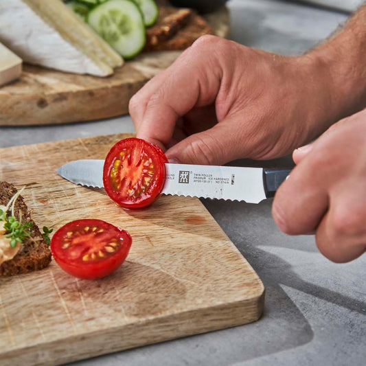 Twin Signature 5-inch Utility Knife, Razor-Sharp, Made in Company-Owned German Factory with Special Formula Steel perfected for almost 300 Years, Dishwasher Safe