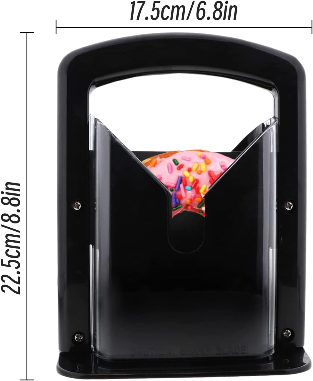 Bagel Slicer, Perfect for Bagels, Safe Grip, Safety Shield, Bagel Cutter Stainless Steel, Universal Slicer (Black)
