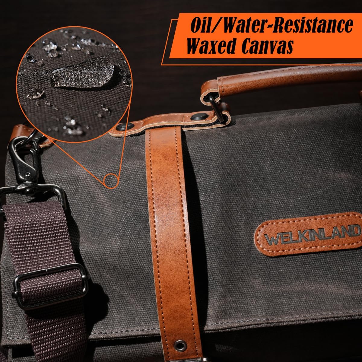 13-Pocket Knife Roll, Waxed-Canvas Leather Knife Roll Bag, Heavy-Duty Chef Knife Roll Bag, WaterProof Knife Wrap Roll, Portable Chef Knife Roll Up, Chef Knife Bags And Rolls