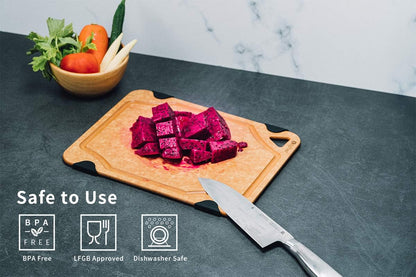Cutting Board, Wood Fiber Cutting Board for Kitchen, Non-Slip Kitchen Wood Chopping Board, Reversible, Eco-Friendly, Natural Wood Fiber, Medium Cutting Board, 14.5 x 11-inch, Natural Slate