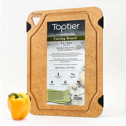 Cutting Board, Wood Fiber Cutting Board for Kitchen, Non-Slip Kitchen Wood Chopping Board, Reversible, Eco-Friendly, Natural Wood Fiber, Medium Cutting Board, 14.5 x 11-inch, Natural Slate