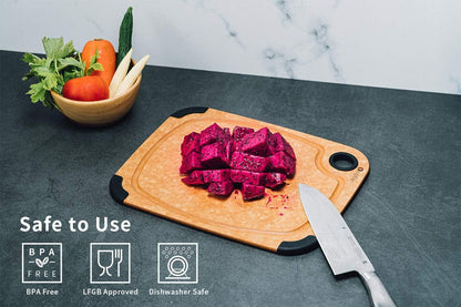 Cutting Board, Wood Fiber Cutting Board for Kitchen, Non-Slip Kitchen Wood Chopping Board, Reversible, Eco-Friendly, Natural Wood Fiber, Medium Cutting Board, 14.5 x 11-inch, Natural Slate