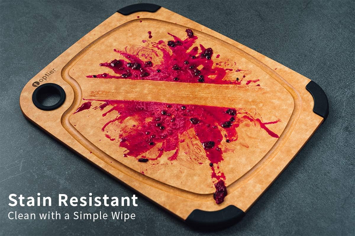 Cutting Board, Wood Fiber Cutting Board for Kitchen, Non-Slip Kitchen Wood Chopping Board, Reversible, Eco-Friendly, Natural Wood Fiber, Medium Cutting Board, 14.5 x 11-inch, Natural Slate