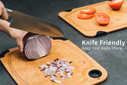 Cutting Board, Wood Fiber Cutting Board for Kitchen, Non-Slip Kitchen Wood Chopping Board, Reversible, Eco-Friendly, Natural Wood Fiber, Medium Cutting Board, 14.5 x 11-inch, Natural Slate