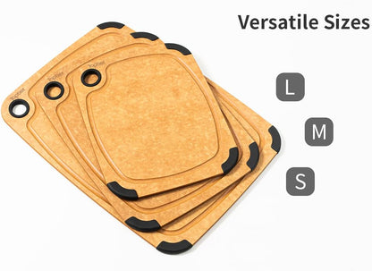 Cutting Board, Wood Fiber Cutting Board for Kitchen, Non-Slip Kitchen Wood Chopping Board, Reversible, Eco-Friendly, Natural Wood Fiber, Medium Cutting Board, 14.5 x 11-inch, Natural Slate