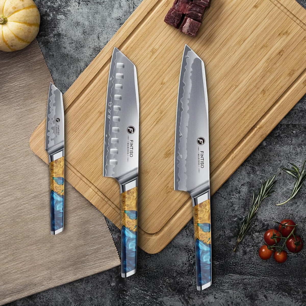 3PCS Japanese Knife Set, S35VN Powder Steel Core Chef Knives