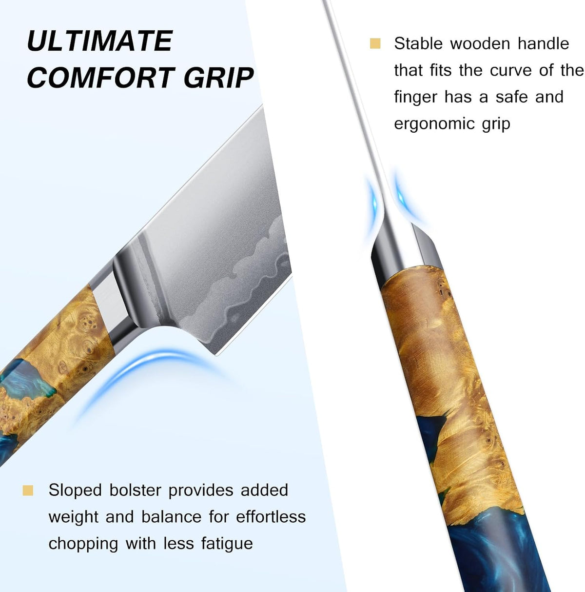 3PCS Japanese Knife Set, S35VN Powder Steel Core Chef Knives