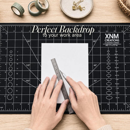 XNM Premium Self Healing Cutting Mat - 12 Inches by 18 inches - A3, 3 Layer Quality PVC Construction - Dual Sided, Imperial and Metric Grid Lines - Perfect for Cutting, Sewing, and Crafts