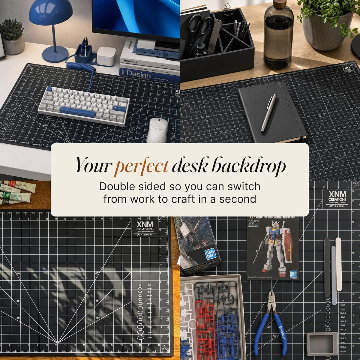 XNM Premium Self Healing Cutting Mat - 12 Inches by 18 inches - A3, 3 Layer Quality PVC Construction - Dual Sided, Imperial and Metric Grid Lines - Perfect for Cutting, Sewing, and Crafts