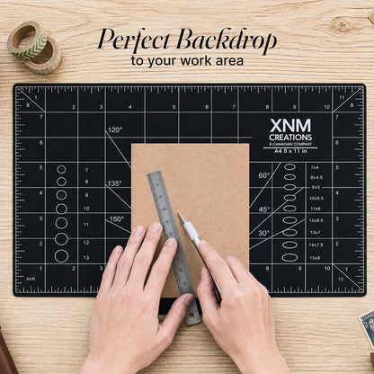 XNM Premium Self Healing Cutting Mat - 12 Inches by 18 inches - A3, 3 Layer Quality PVC Construction - Dual Sided, Imperial and Metric Grid Lines - Perfect for Cutting, Sewing, and Crafts