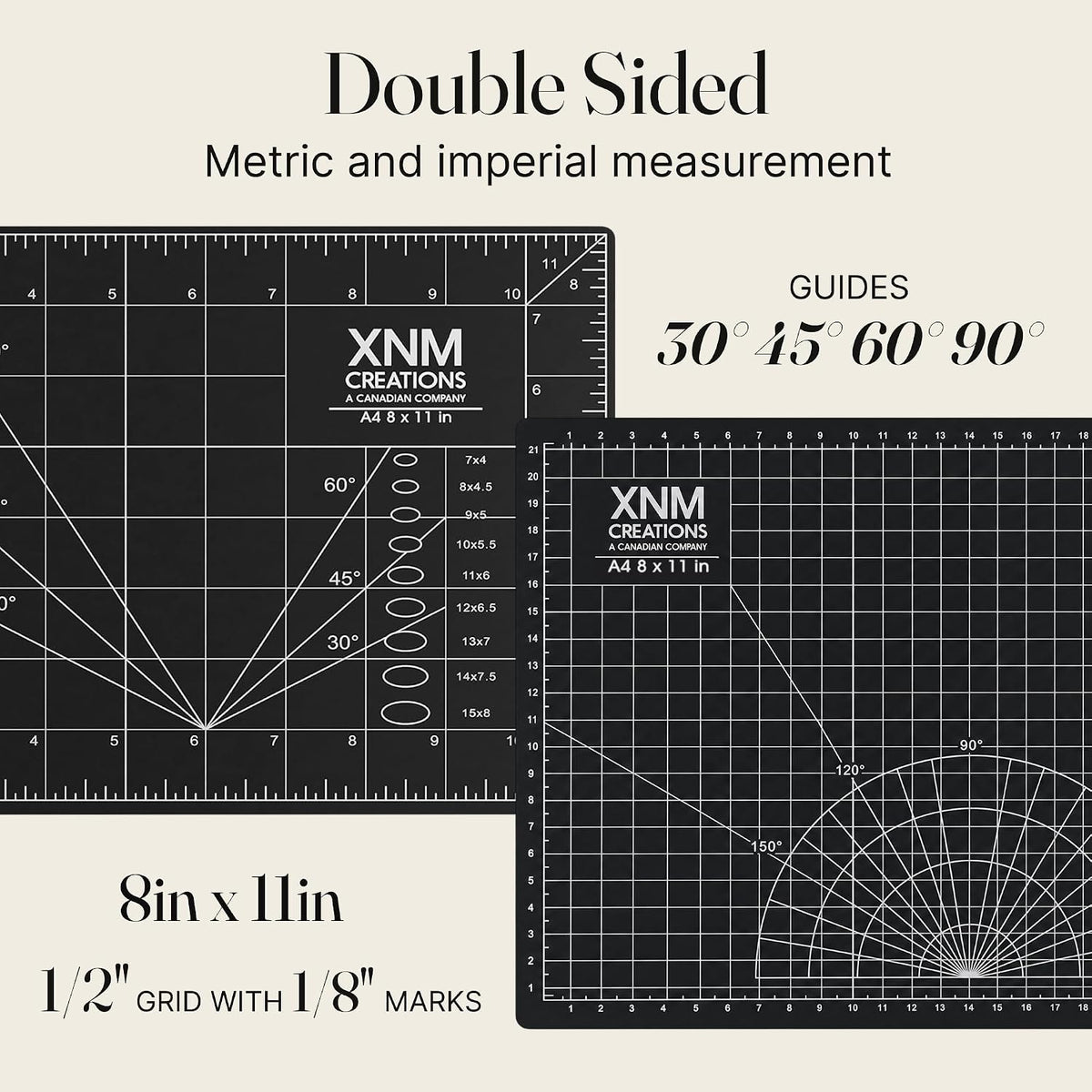 XNM Premium Self Healing Cutting Mat - 12 Inches by 18 inches - A3, 3 Layer Quality PVC Construction - Dual Sided, Imperial and Metric Grid Lines - Perfect for Cutting, Sewing, and Crafts
