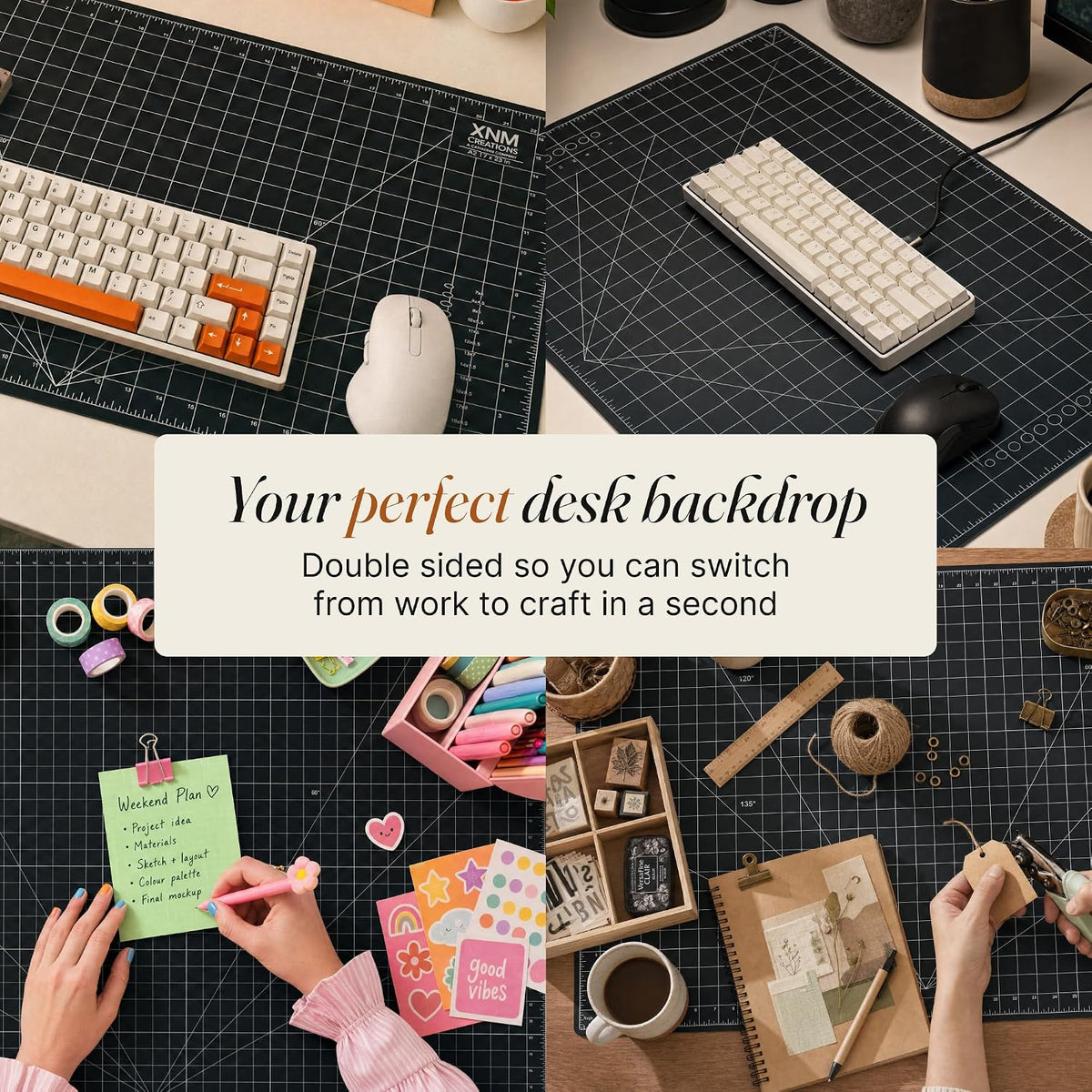 XNM Premium Self Healing Cutting Mat - 12 Inches by 18 inches - A3, 3 Layer Quality PVC Construction - Dual Sided, Imperial and Metric Grid Lines - Perfect for Cutting, Sewing, and Crafts