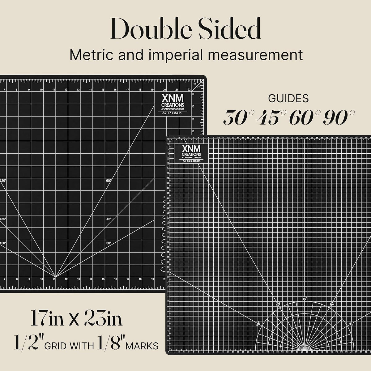 XNM Premium Self Healing Cutting Mat - 12 Inches by 18 inches - A3, 3 Layer Quality PVC Construction - Dual Sided, Imperial and Metric Grid Lines - Perfect for Cutting, Sewing, and Crafts