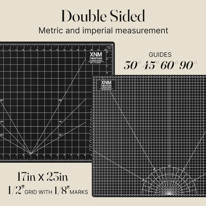 XNM Premium Self Healing Cutting Mat - 12 Inches by 18 inches - A3, 3 Layer Quality PVC Construction - Dual Sided, Imperial and Metric Grid Lines - Perfect for Cutting, Sewing, and Crafts