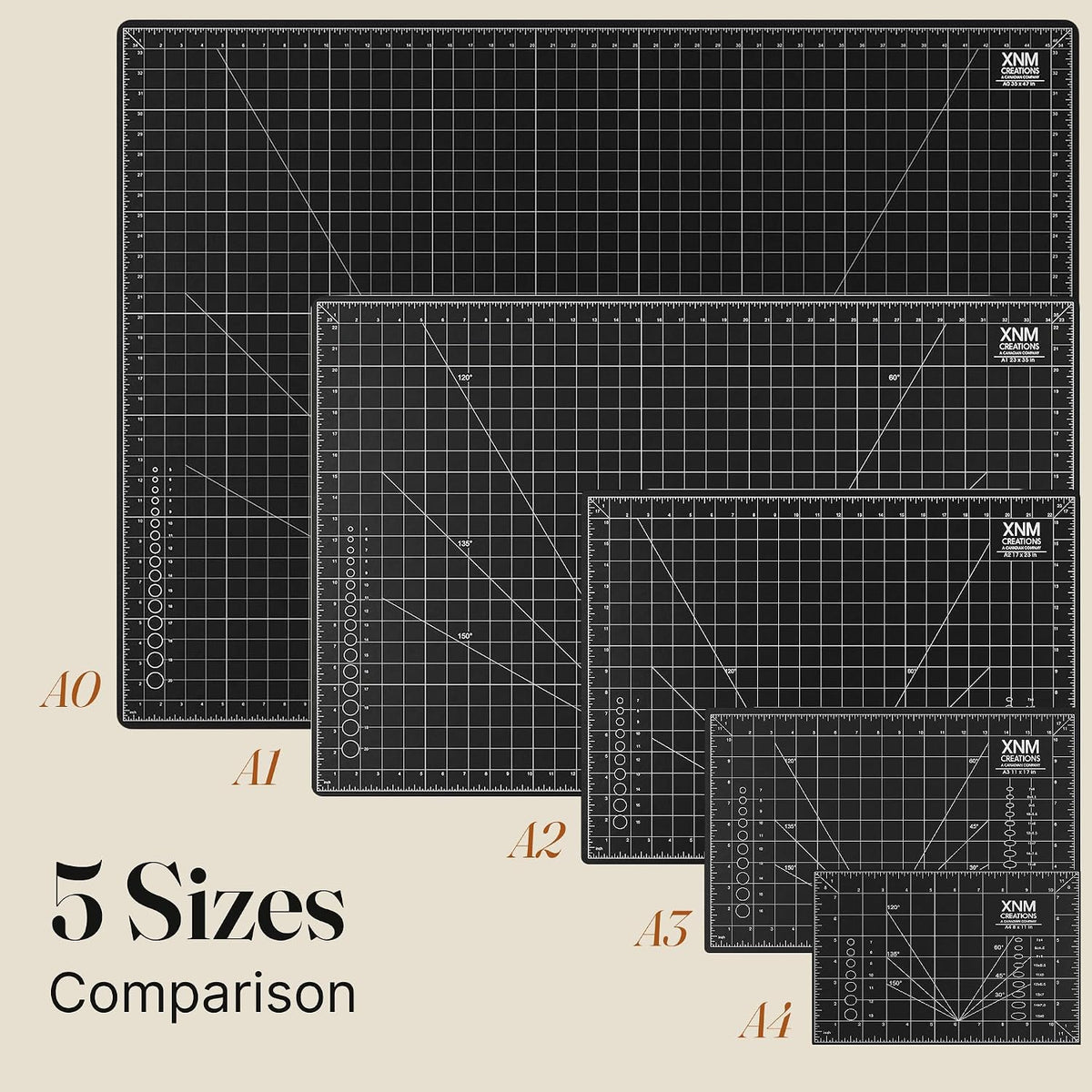 XNM Premium Self Healing Cutting Mat - 12 Inches by 18 inches - A3, 3 Layer Quality PVC Construction - Dual Sided, Imperial and Metric Grid Lines - Perfect for Cutting, Sewing, and Crafts