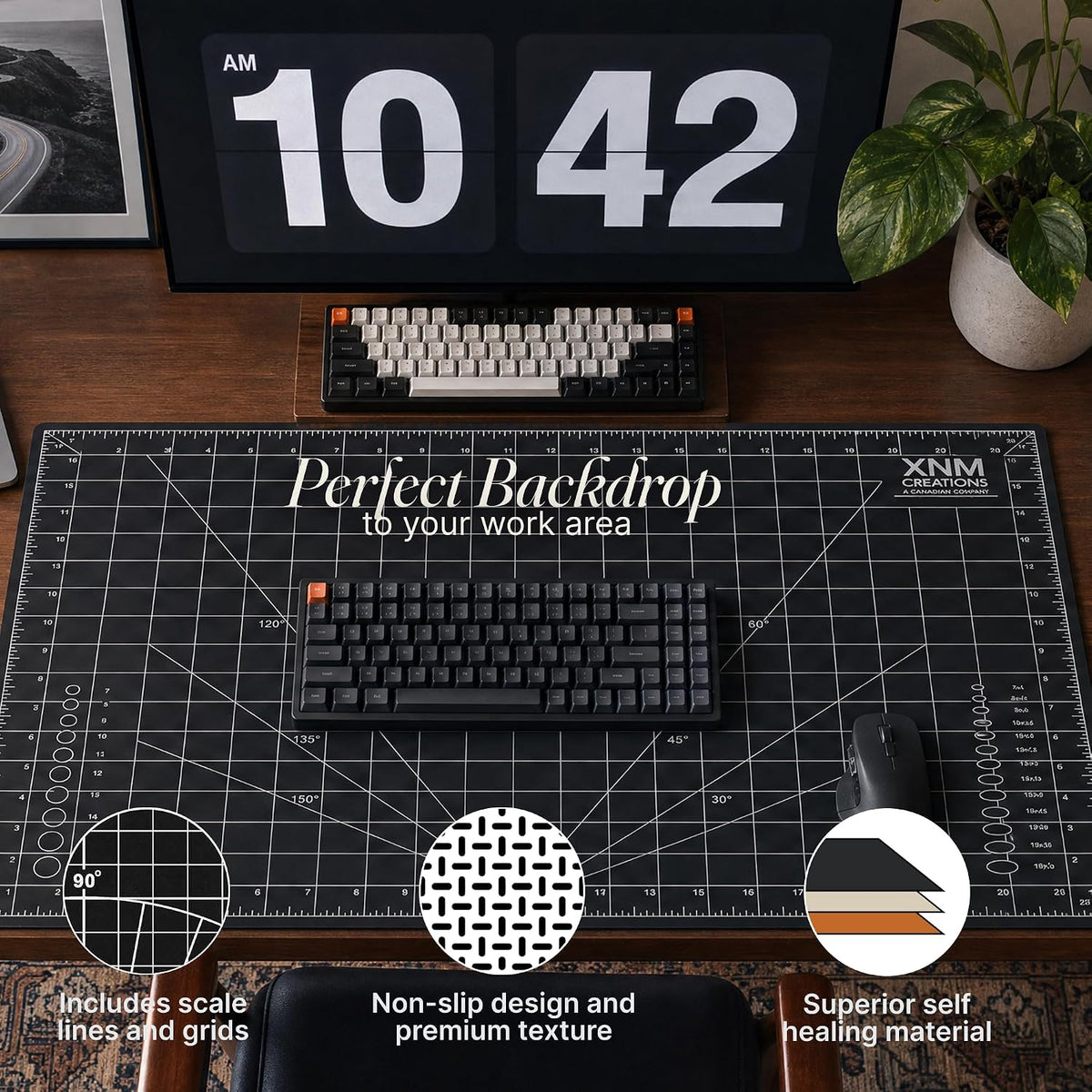 XNM Premium Self Healing Cutting Mat - 12 Inches by 18 inches - A3, 3 Layer Quality PVC Construction - Dual Sided, Imperial and Metric Grid Lines - Perfect for Cutting, Sewing, and Crafts