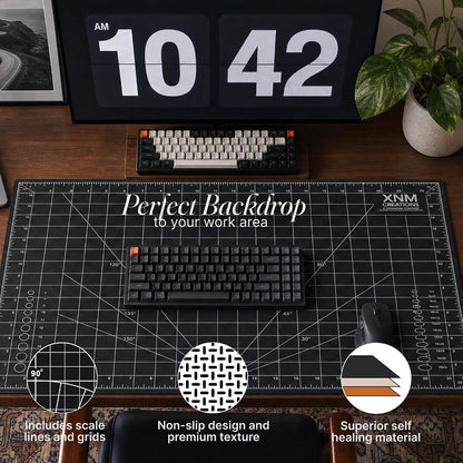 XNM Premium Self Healing Cutting Mat - 12 Inches by 18 inches - A3, 3 Layer Quality PVC Construction - Dual Sided, Imperial and Metric Grid Lines - Perfect for Cutting, Sewing, and Crafts