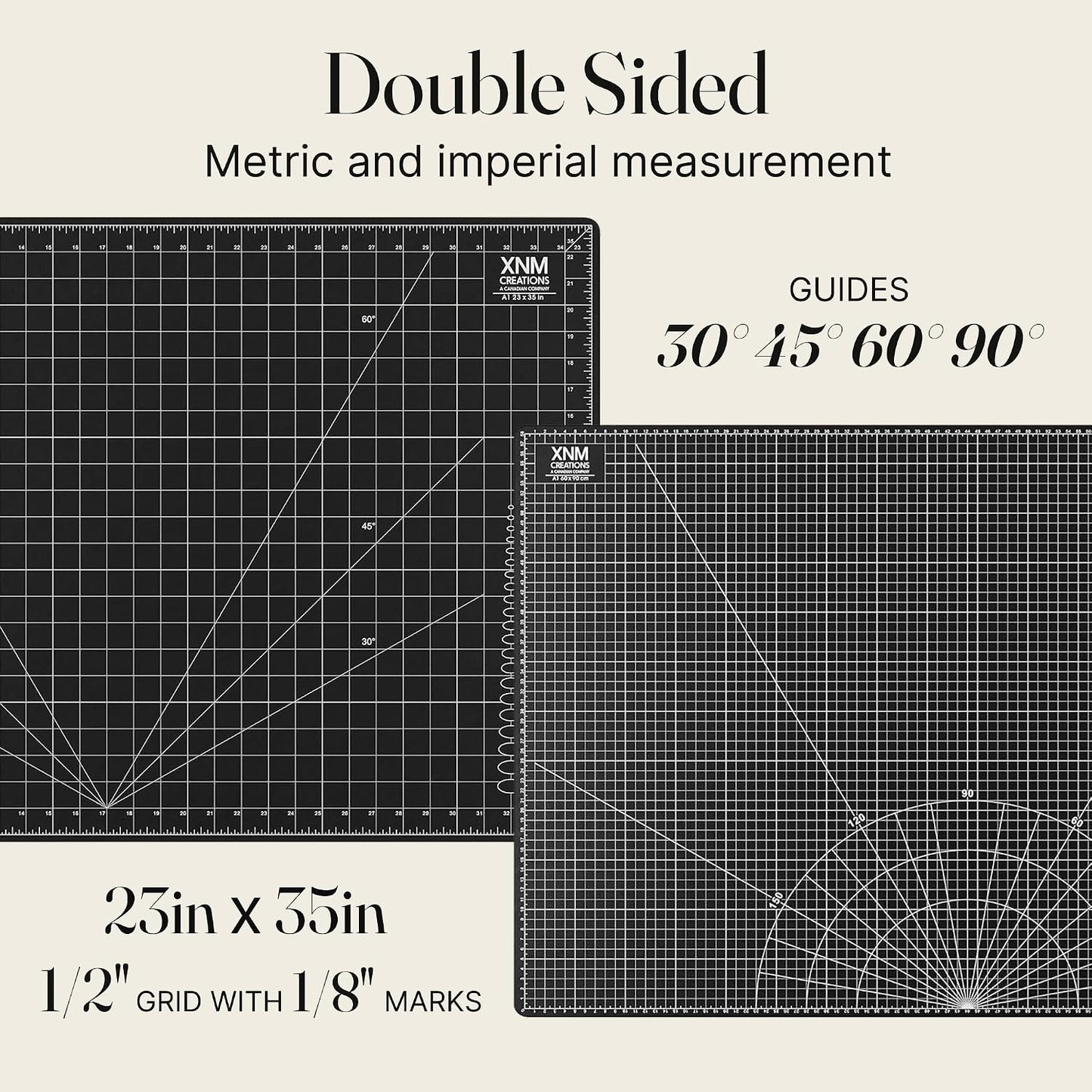 XNM Premium Self Healing Cutting Mat - 12 Inches by 18 inches - A3, 3 Layer Quality PVC Construction - Dual Sided, Imperial and Metric Grid Lines - Perfect for Cutting, Sewing, and Crafts