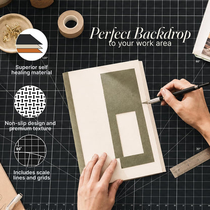 XNM Premium Self Healing Cutting Mat - 12 Inches by 18 inches - A3, 3 Layer Quality PVC Construction - Dual Sided, Imperial and Metric Grid Lines - Perfect for Cutting, Sewing, and Crafts