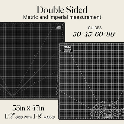 XNM Premium Self Healing Cutting Mat - 12 Inches by 18 inches - A3, 3 Layer Quality PVC Construction - Dual Sided, Imperial and Metric Grid Lines - Perfect for Cutting, Sewing, and Crafts