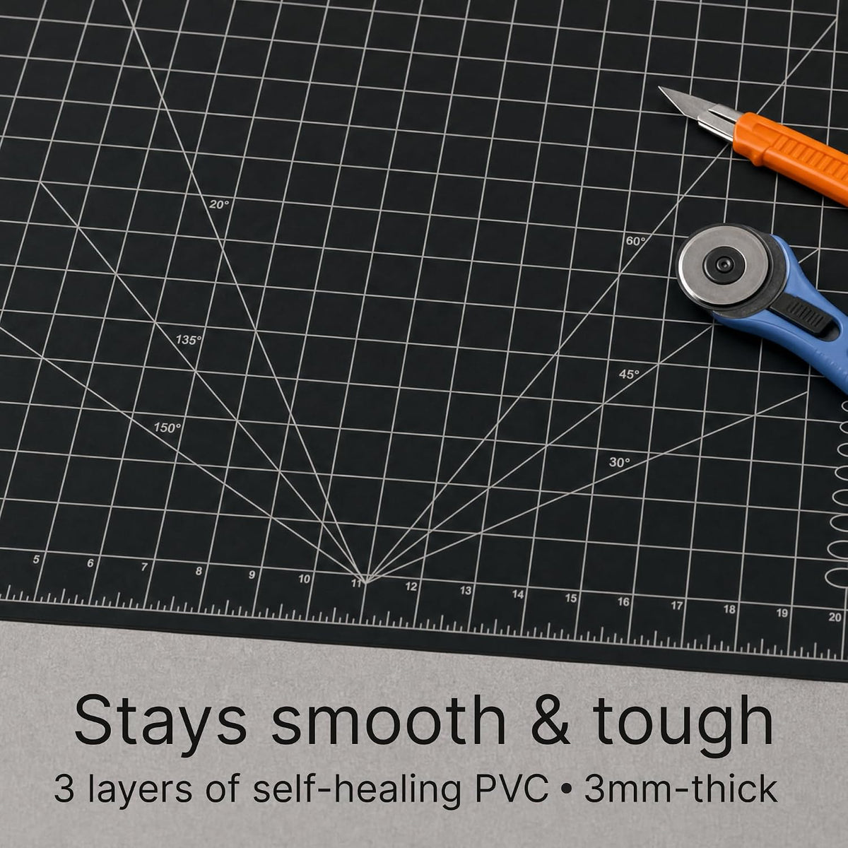 XNM Premium Self Healing Cutting Mat - 12 Inches by 18 inches - A3, 3 Layer Quality PVC Construction - Dual Sided, Imperial and Metric Grid Lines - Perfect for Cutting, Sewing, and Crafts
