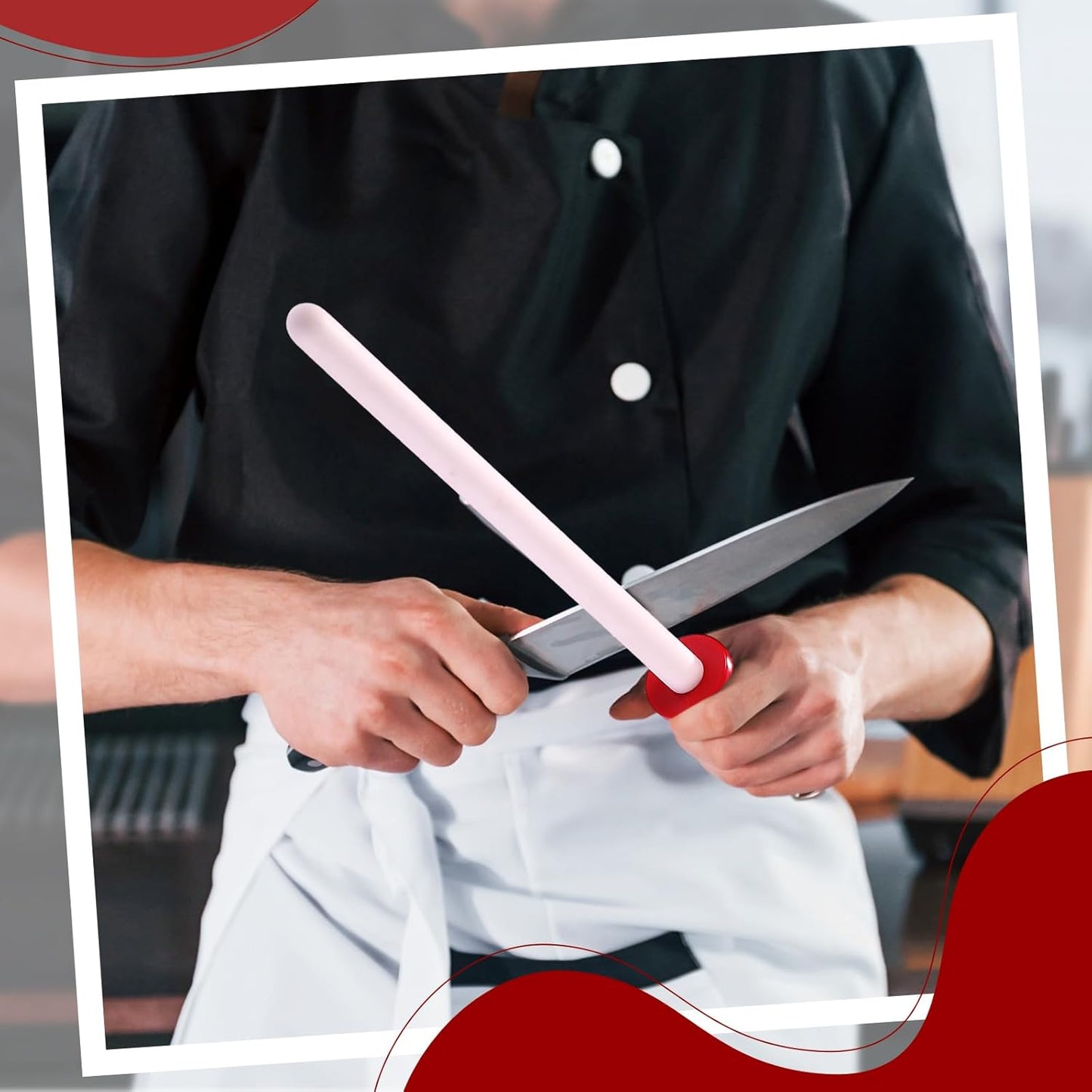 Ceramic Honing Rod, 11 Inch Ceramic Knife Sharpener for Knives with Plastic Handle Lightweight Durable for Professional Chefs and Home Cooks Knife Sharpener
