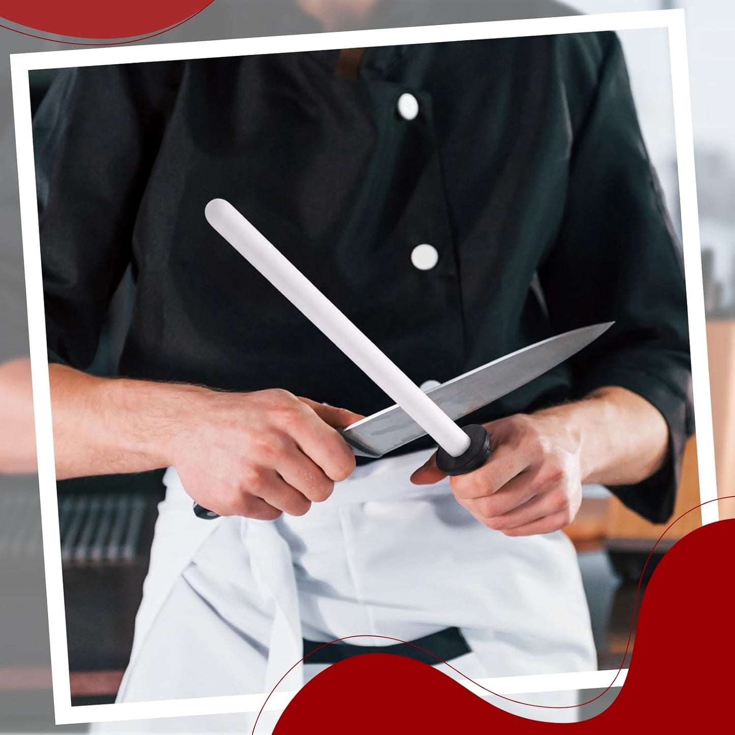 Ceramic Honing Rod, 11 Inch Ceramic Knife Sharpener for Knives with Plastic Handle Lightweight Durable for Professional Chefs and Home Cooks Knife Sharpener