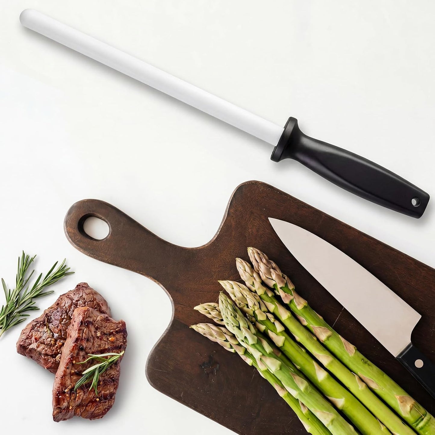 Ceramic Honing Rod, 11 Inch Ceramic Knife Sharpener for Knives with Plastic Handle Lightweight Durable for Professional Chefs and Home Cooks Knife Sharpener