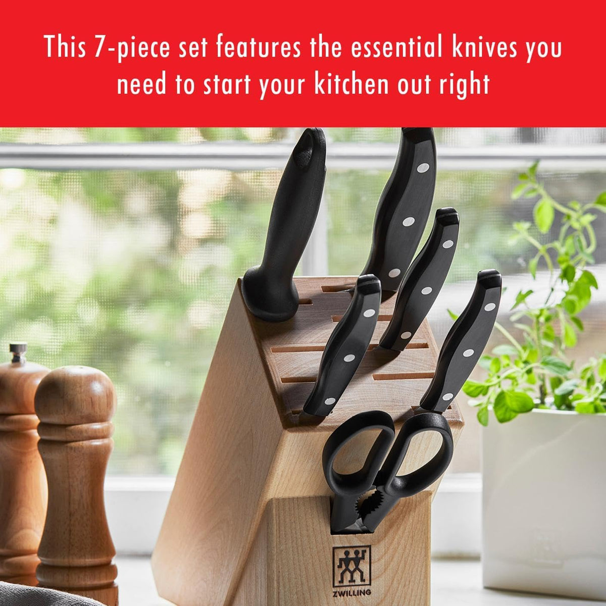 Twin Signature 7-Pc Knife Set, Friodur Ice-Hardened Blades | Made in Company-Owned German Factory with Special Formula Steel. Dishwasher Safe, Comfortable Grip for Effortless Meal Prep.
