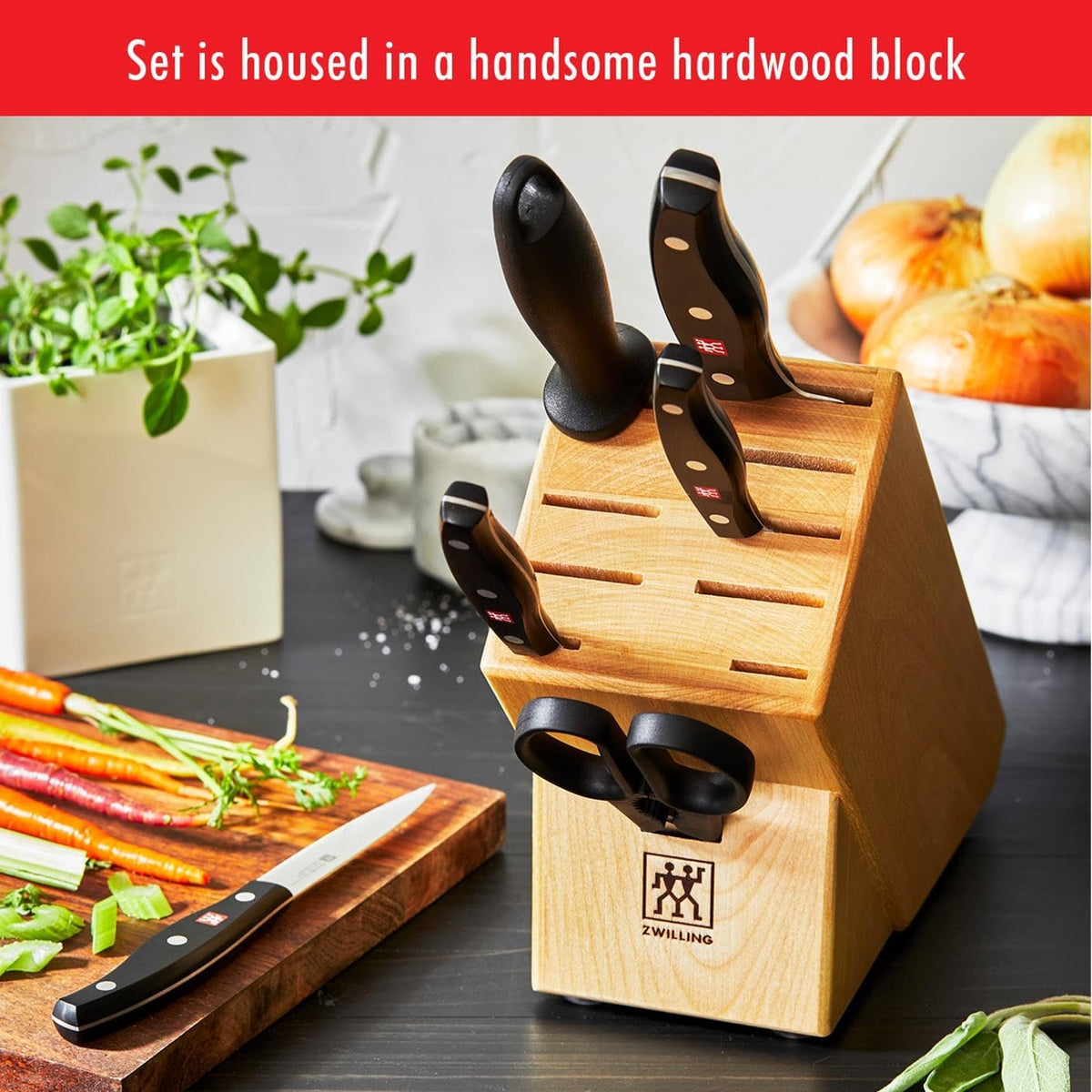 Twin Signature 7-Pc Knife Set, Friodur Ice-Hardened Blades | Made in Company-Owned German Factory with Special Formula Steel. Dishwasher Safe, Comfortable Grip for Effortless Meal Prep.